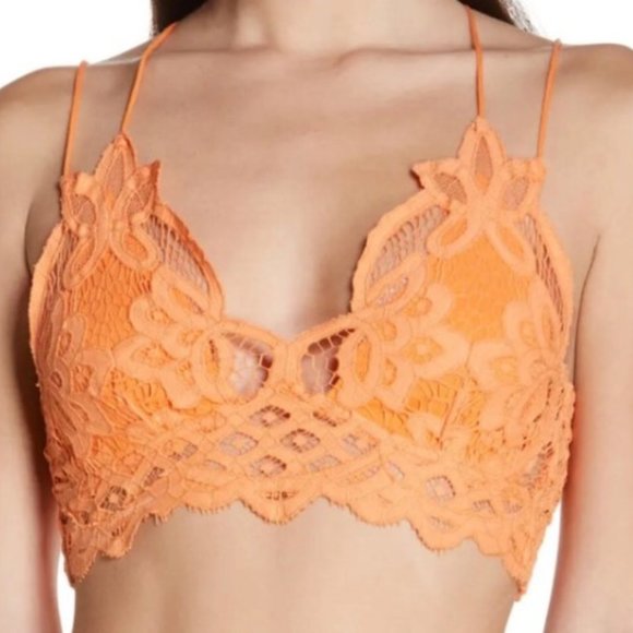 Free People Adella Bralette Neon Peach Women's Size ~ Medium - Picture 4 of 13